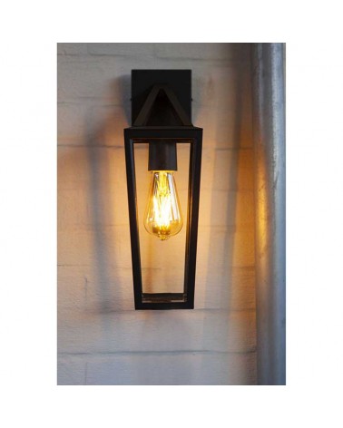 Outdoor wall lamp 40.2cm in aluminum and glass with black finish E27 IP44
