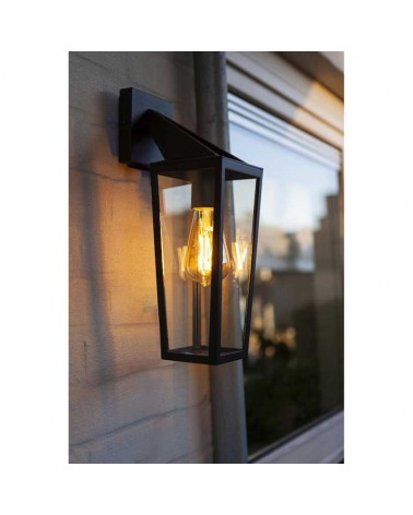 Outdoor wall lamp 40.2cm in aluminum and glass with black finish E27 IP44