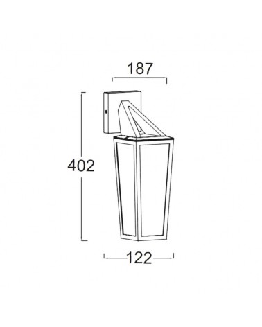 Aplique pared de exterior 40,2cm de aluminio y cristal acabado negro E27 IP44