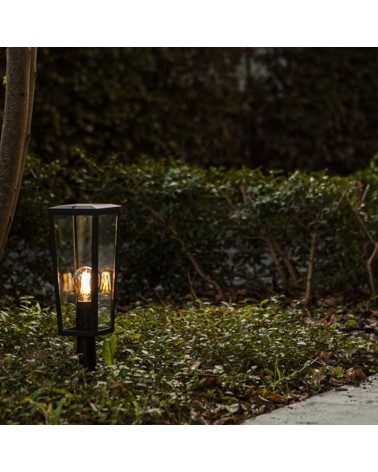 Outdoor beacon 42.6cm in aluminum and glass with black finish E27 IP44