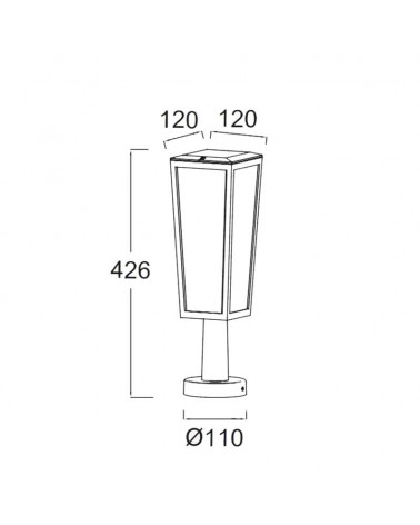 Outdoor beacon 42.6cm in aluminum and glass with black finish E27 IP44