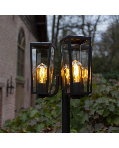 Street lamp 198.6cm aluminum and glass black finish 3xE27 IP44