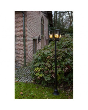 Street lamp 198.6cm aluminum and glass black finish 3xE27 IP44