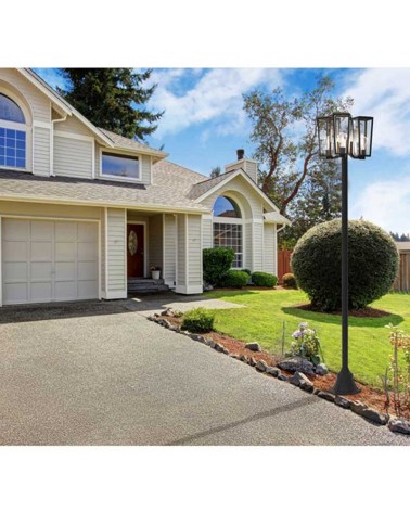 Street lamp 198.6cm aluminum and glass black finish 3xE27 IP44