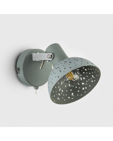 Wall lamp gray finish vintage style gray shade with holes 1xE14