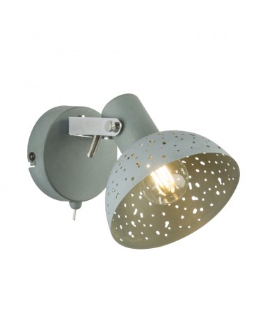 Wall lamp gray finish vintage style gray shade with holes 1xE14