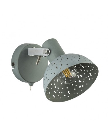 Wall lamp gray finish vintage style gray shade with holes 1xE14