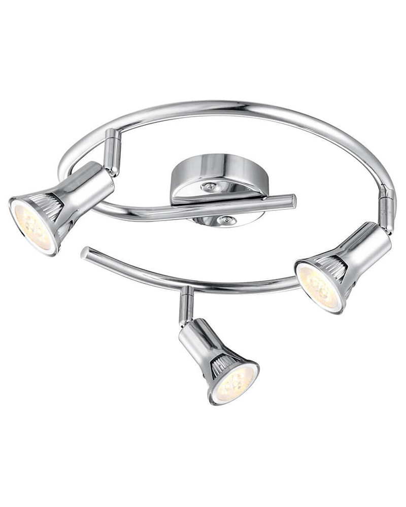 Circular ceiling lamp 30 cm modern chrome with 3 oscillating spotlights 3xGU10 bulbs included