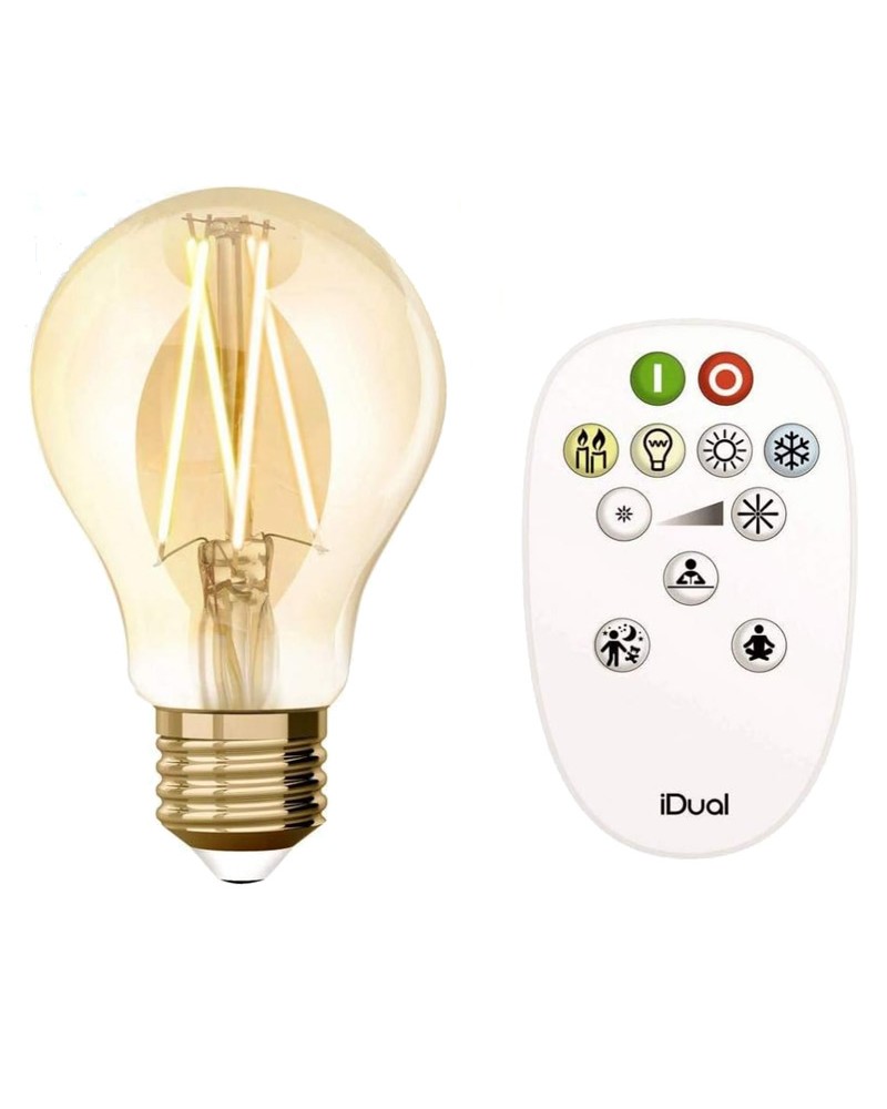 Lámpara LED 9W E27 regulable de blanco cálido a blanco neutro con mando a distancia
