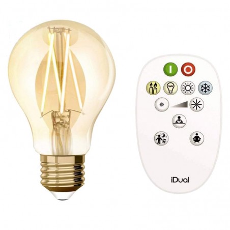 Lámpara LED 9W E27 regulable de blanco cálido a blanco neutro con mando a distancia