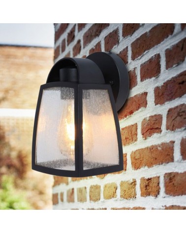 Black outdoor wall lamp 20cm made of aluminum and glass E27 IP44