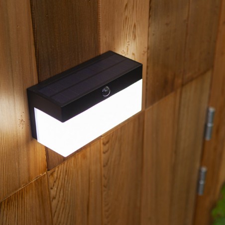 Black outdoor wall lamp SOLAR 18cm LED 9.7W IP44 DIMMABLE movement sensor voice control