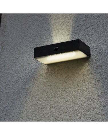 Black outdoor wall lamp SOLAR 18cm LED 5W IP54 DIMMABLE motion sensor voice control