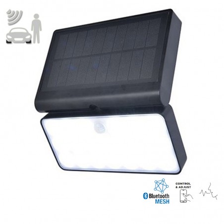 SOLAR black outdoor wall light 18cm synthetic and PC LED 8.5W IP44 DIMMABLE motion sensor voice control