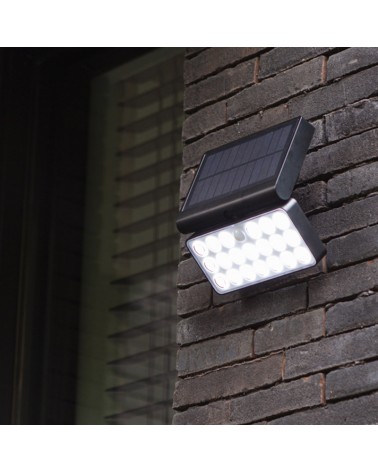 SOLAR black outdoor wall light 18cm synthetic and PC LED 8.5W IP44 DIMMABLE motion sensor voice control