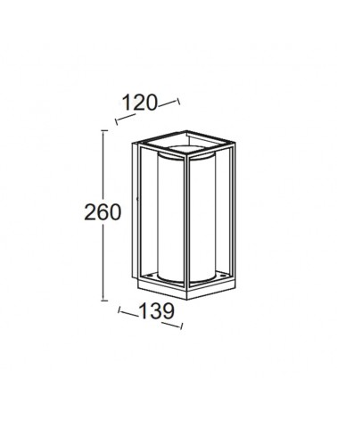 Outdoor wall light 26cm in aluminum and glass with black and wood finish E27 IP44