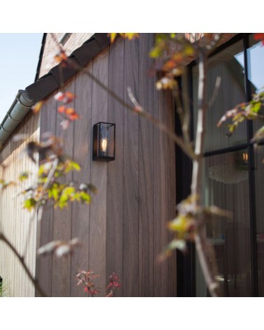 Outdoor wall lamp 26cm in aluminum and glass with black finish E27 IP44