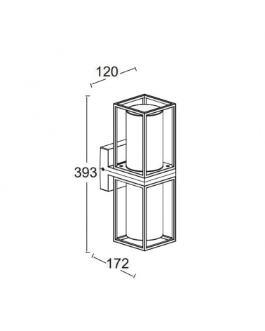Outdoor wall light 39.3cm in aluminum and glass with black finish 2xE27 IP44