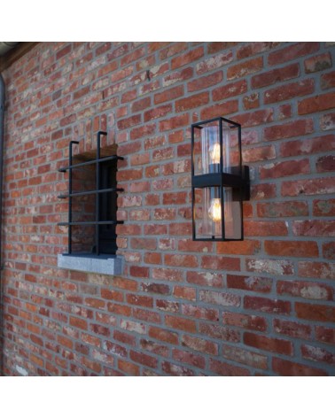 Outdoor wall light 39.3cm in aluminum and glass with black finish 2xE27 IP44