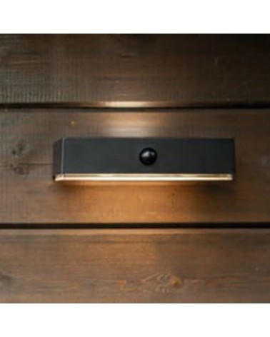 Aplique pared de exterior negro SOLAR 18cm LED 5W IP54 sensor movimiento control voz CCT 2700K-6500K