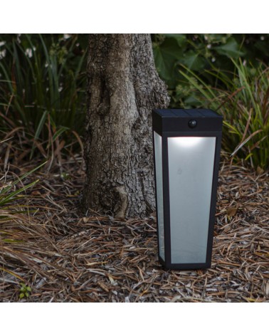 SOLAR spiked lantern 48.4cm LED 8.4W aluminum and glass black finish IP44 DIMMABLE RGB motion sensor voice control