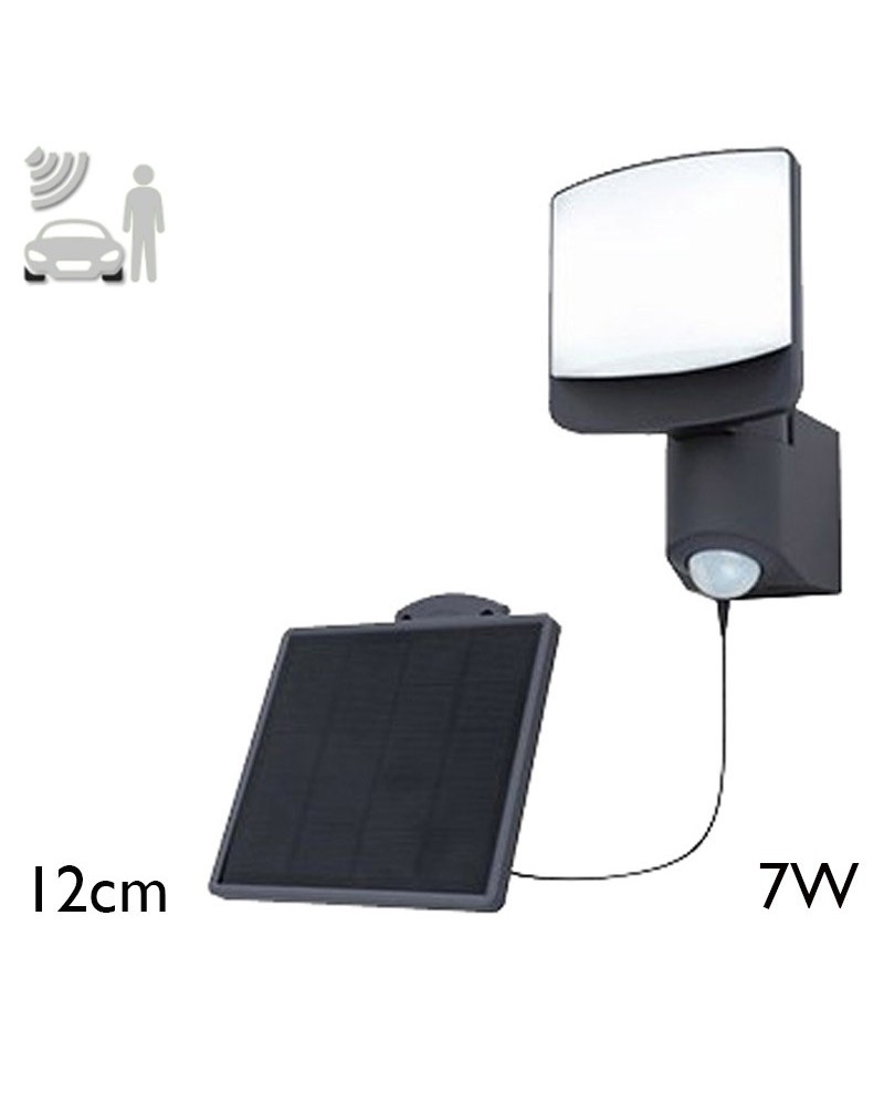 Aplique pared de exterior gris oscuro SOLAR 12cm LED 7W IP54 sensor presencia
