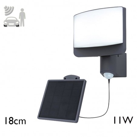 Aplique pared de exterior gris oscuro SOLAR 18cm LED 11W IP54 sensor presencia