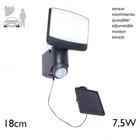 Dark grey outdoor wall lamp SOLAR 18cm LED 7.5W IP44 adjustable presence sensor