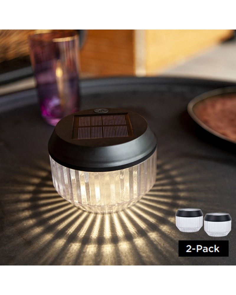 2 portable table lamps SOLAR LED 0.11W black finish 8.2cm IP44