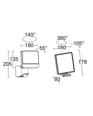 Dark grey outdoor wall lamp SOLAR 18cm LED 11W IP54 presence sensor