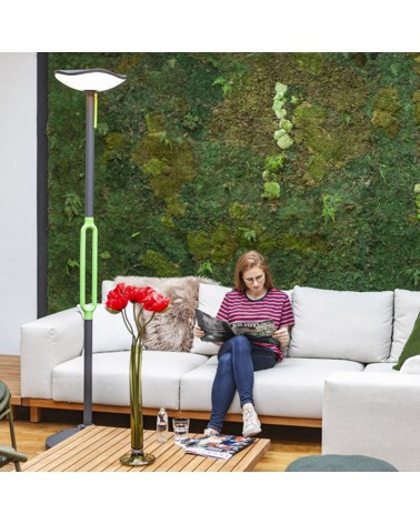 Lámpara de pie SOLAR 190cm LED 8W gris oscuro y verde IP54 conexión bluetooth