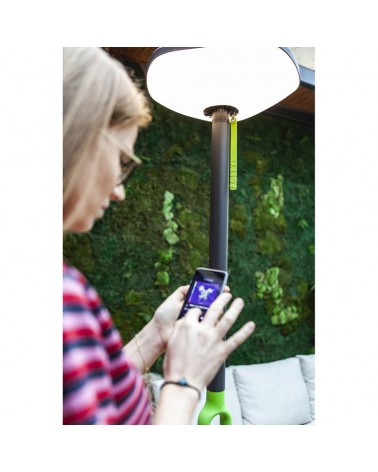 Lámpara de pie SOLAR 190cm LED 8W gris oscuro y verde IP54 conexión bluetooth