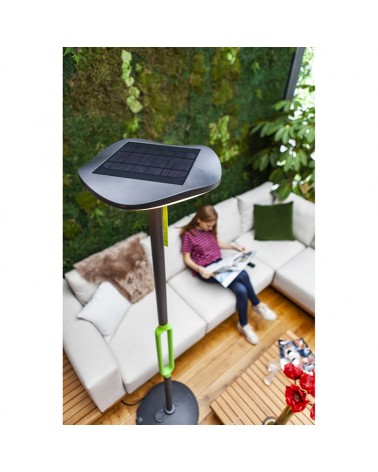 Lámpara de pie SOLAR 190cm LED 8W gris oscuro y verde IP54 conexión bluetooth