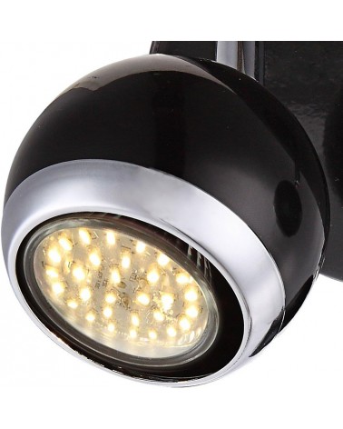 Black and chrome wall lamp with spherical shade 3xGU10 LED bulbs included