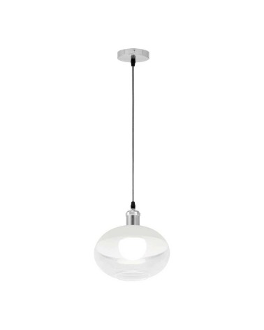 Hanging lamp white glass E27 25cm gray cable