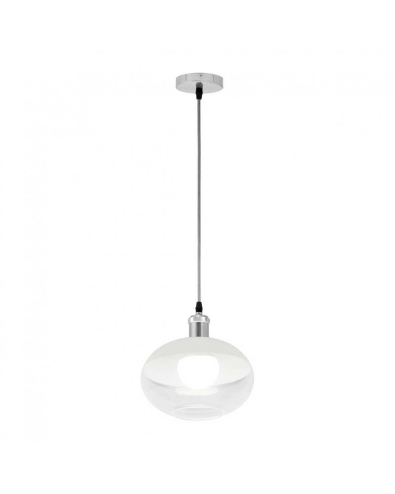 Hanging lamp white glass E27 25cm gray cable