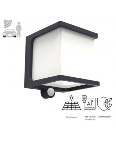 Dark grey outdoor wall light SOLAR 11cm aluminum and PC LED 7.5W IP54 4000K MOTION SENSOR