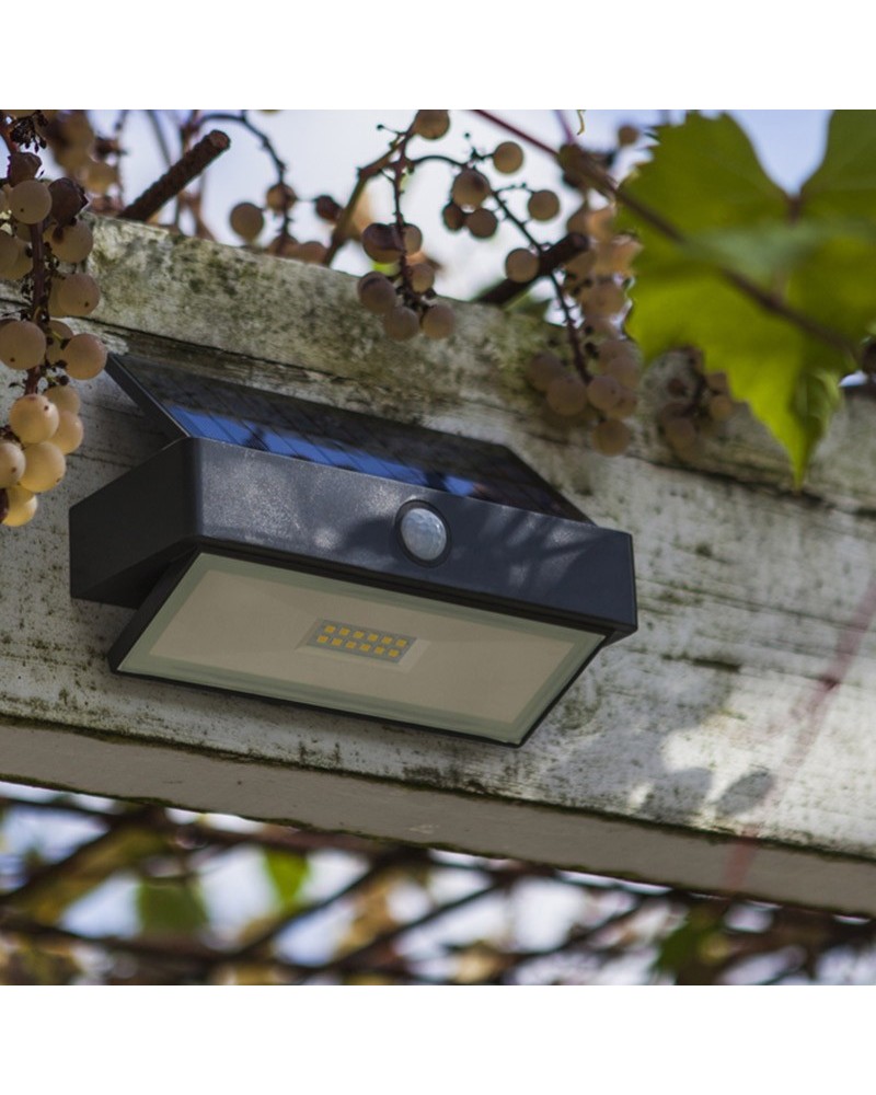 Aplique pared de exterior gris oscuro SOLAR 17,6cm LED 2,3W IP44 5000K sensor presencia