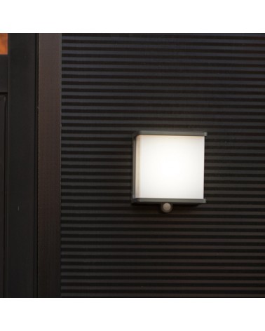 Aplique pared de exterior gris oscuro SOLAR 15cm aluminio y PC LED 12W IP44 4000K SENSOR MOVIMENTO