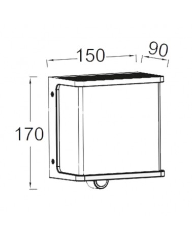Dark grey outdoor wall light SOLAR 15cm aluminum and PC LED 12W IP44 4000K MOTION SENSOR