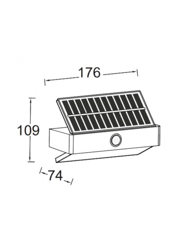 Aplique pared de exterior gris oscuro SOLAR 17,6cm LED 2,3W IP44 5000K sensor presencia