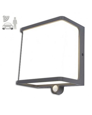 Aplique pared de exterior gris oscuro SOLAR 15cm aluminio y PC LED 12W IP44 4000K SENSOR MOVIMENTO