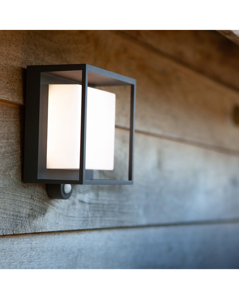 Aplique pared de exterior gris oscuro SOLAR 16,5cm aluminio y PC LED 3W IP54 3000K SENSOR MOVIMENTO