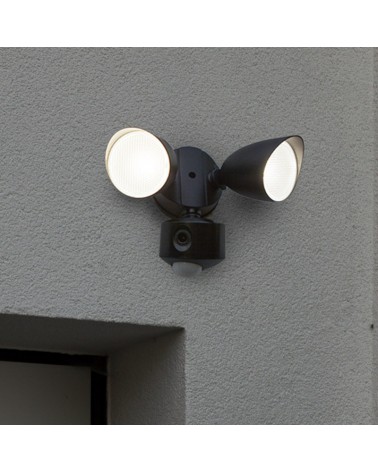 Double outdoor wall lamp 23.4cm LED 19W in aluminum and PC IP44 with app movement sensor and full HD camera DIMMABLE