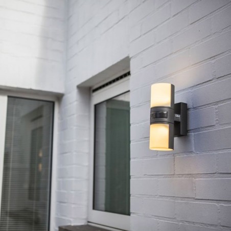 Outdoor wall light 24.5cm LED 16.5W made of aluminum and dark grey PC moving heads IP54 movement sensor