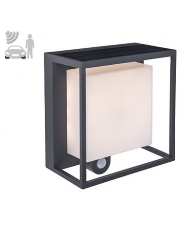 Aplique pared de exterior gris oscuro SOLAR 16,5cm aluminio y PC LED 3W IP54 3000K SENSOR MOVIMENTO