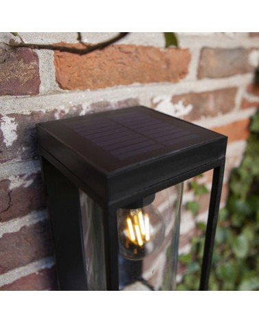 Outdoor wall lamp 28.5cm in aluminum and glass with black finish E27 IP44 MOTION SENSOR