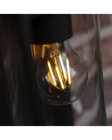 Outdoor wall lamp 28.5cm in aluminum and glass with black finish E27 IP44 MOTION SENSOR