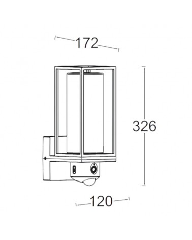 Aplique de exteriores de aluminio y cristal negro 32,6cm E27 IP44 sensor movimiento app y camara full HD