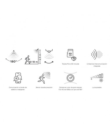Aplique de exteriores de aluminio y PC gris oscuro 32,5cm LED 17,3W IP44 sensor movimiento app y camara full HD CCT 2700K-6500K